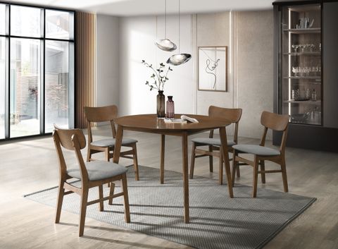 Modrest Castillo Modern Walnut Round Dining Table - Midcentury - Dining ... for Modrest Castillo Modern Walnut Dining Table